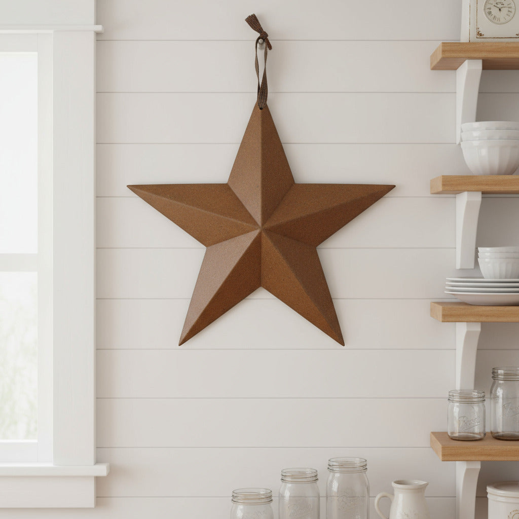 Primitive mustard colonial barn star