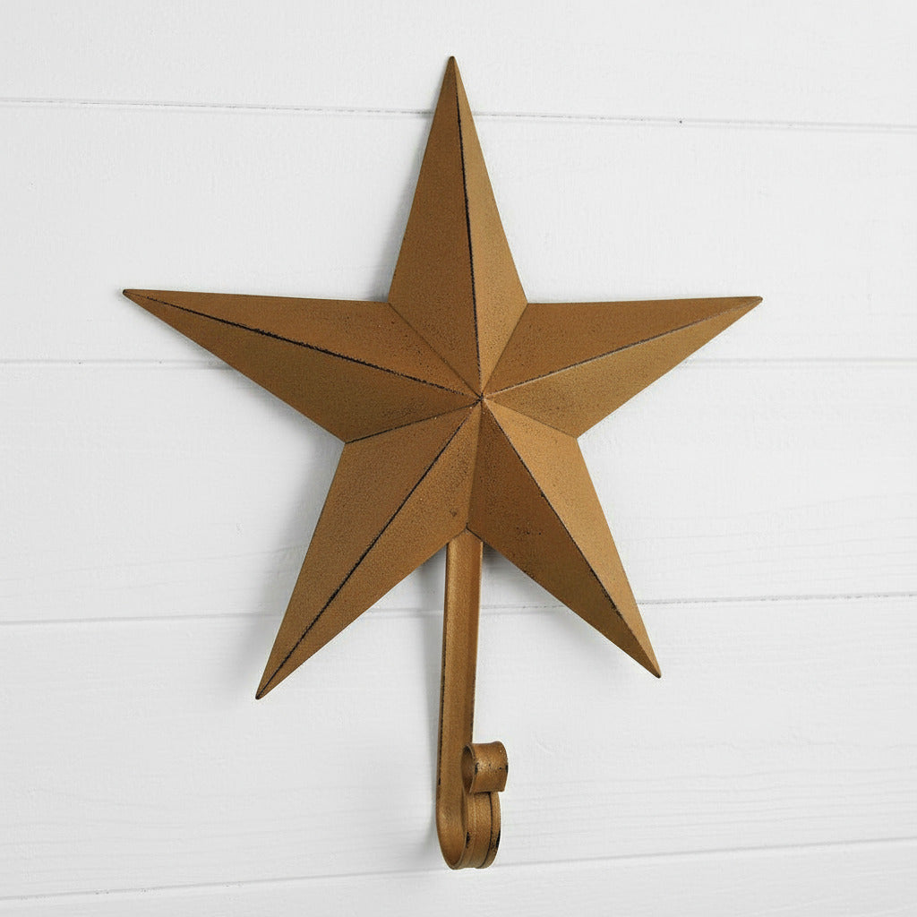 Golden mustard tin star hanging hook