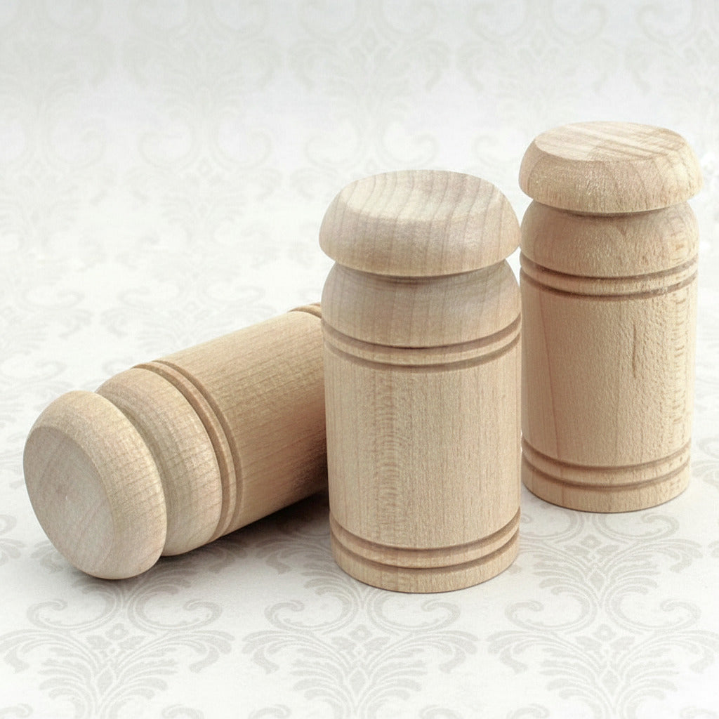 Miniature unfinished wooden milk cans