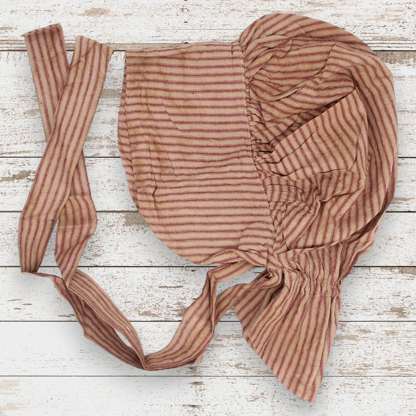 red and tan homespun decorative prairie bonnet