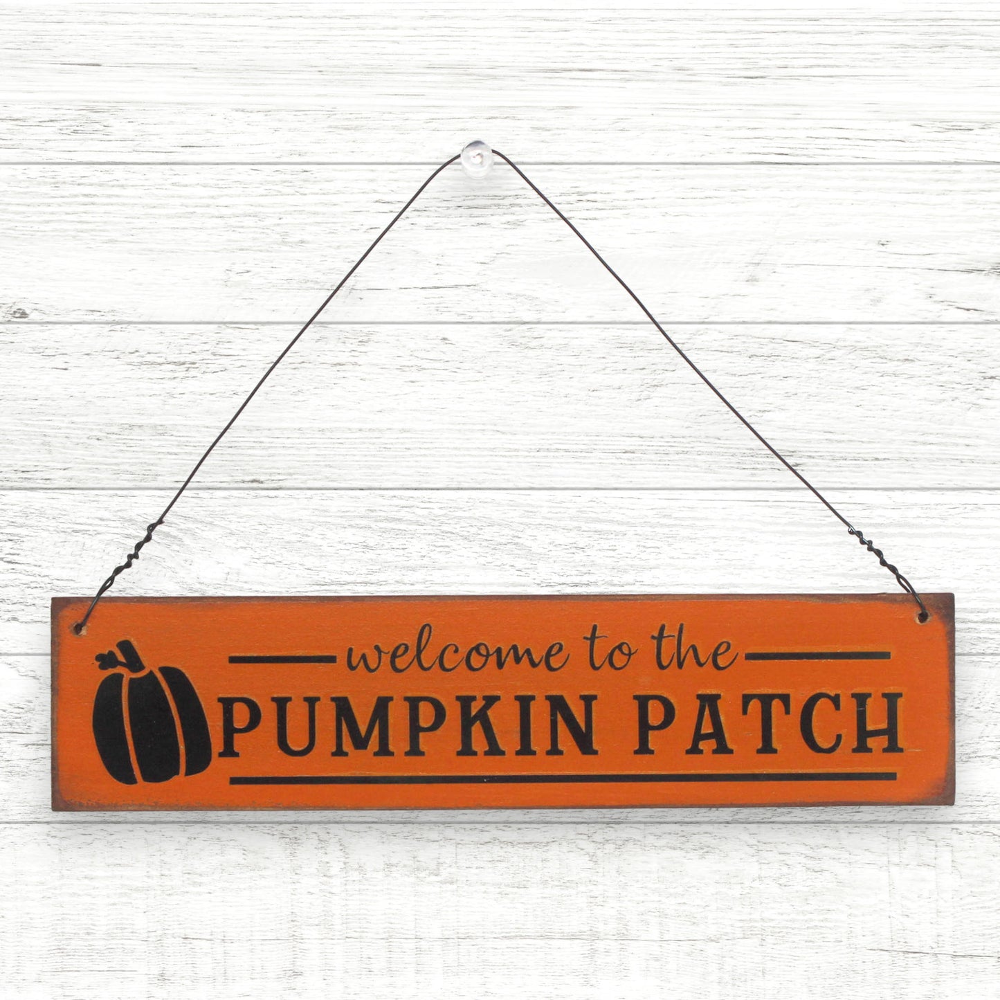 8" handcrafted wooden sign that reads 'welcome to the pumpkin patch'