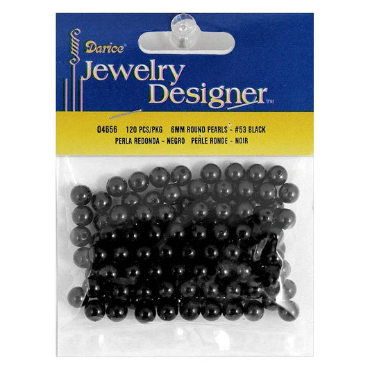 6mm black beads with holes for doll eyes