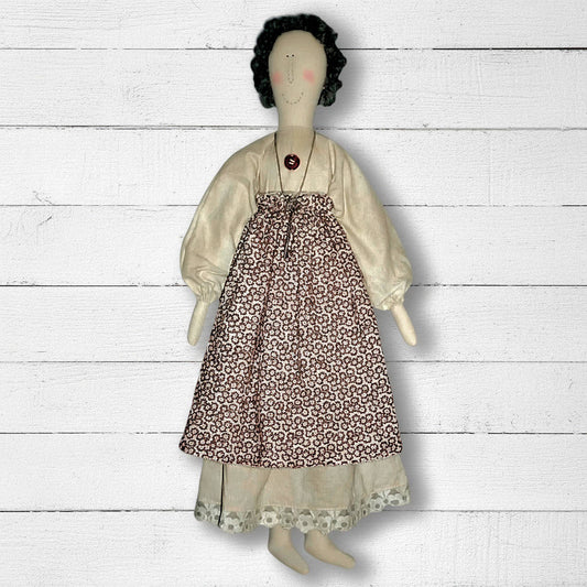 Primitive rag doll with a skeleton key necklac