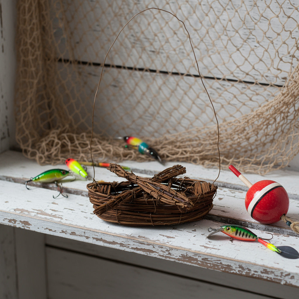 Woven canoe with oars ornament