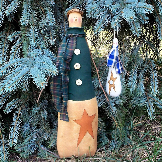 Primitive standing snowman doll pattern and ornament