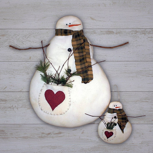 Primitive snowman wreath and ornament pattern