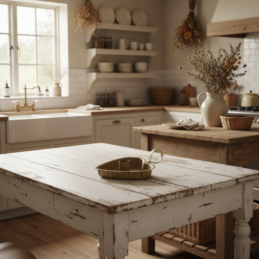 Heart-shaped tin colonial primitive mustard taper candle holder