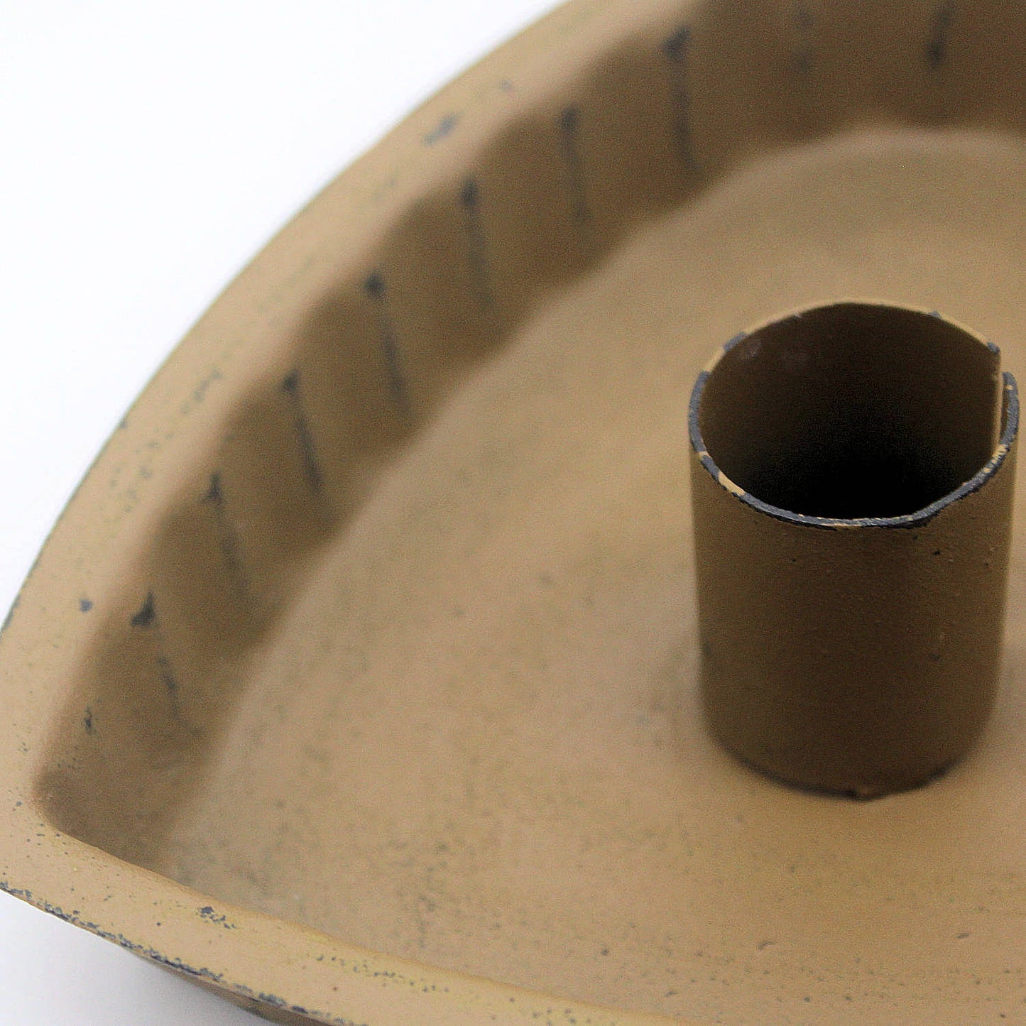 Heart-shaped tin colonial primitive mustard taper candle holder