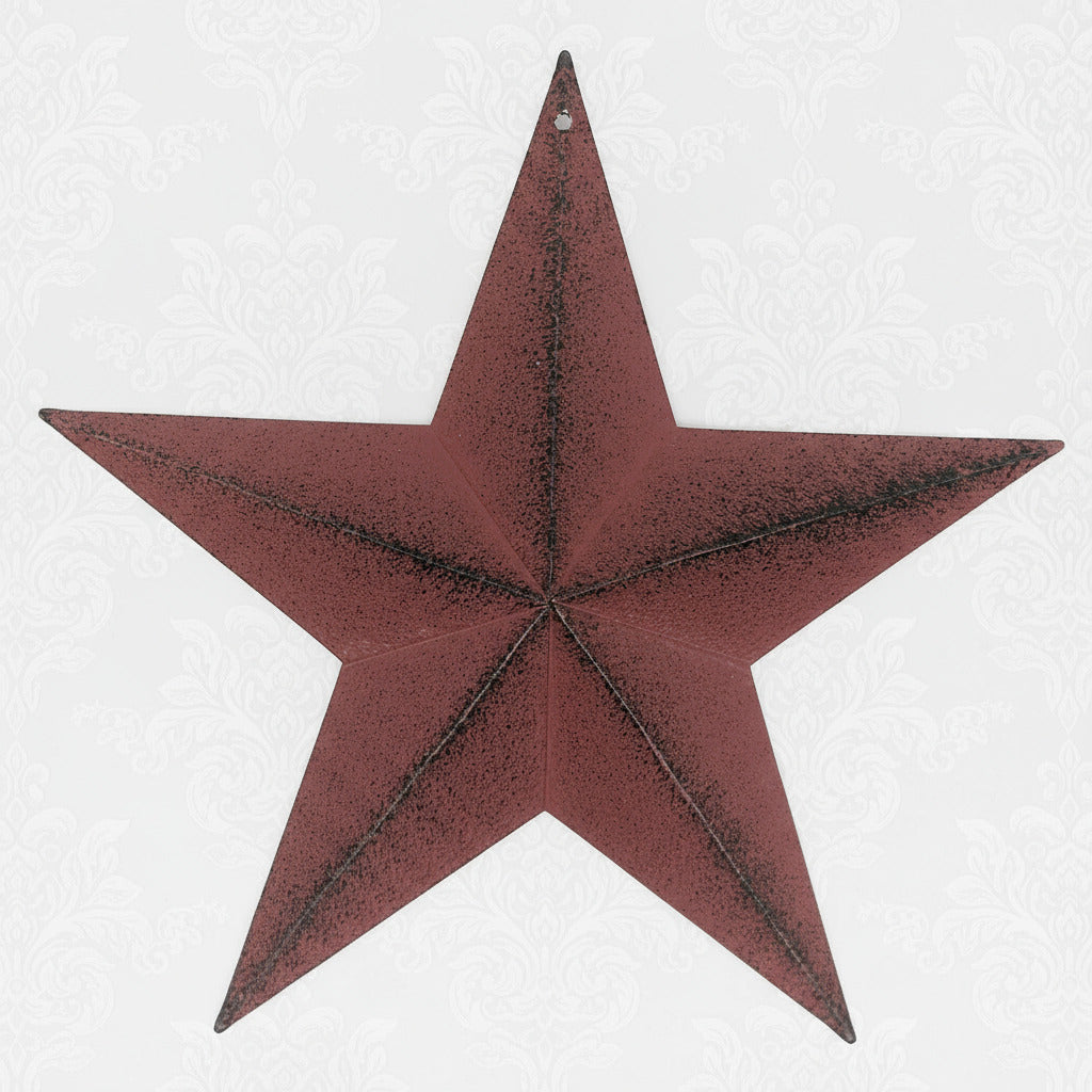 Burgundy tin 8" metal 2-D barn star