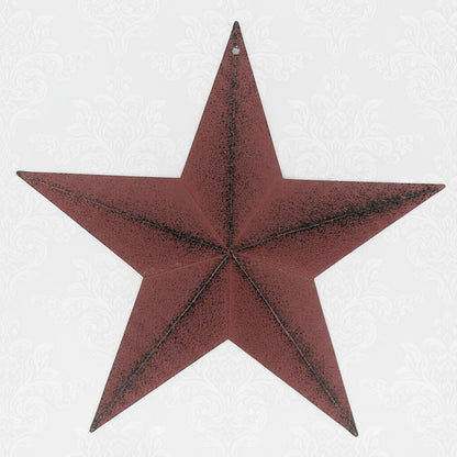 Burgundy tin 8" metal 2-D barn star