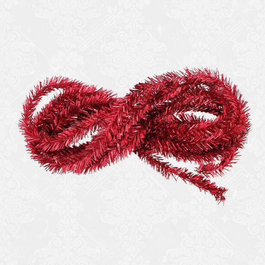 Ruby red wired tinsel garland