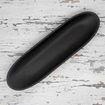 Long narrow oval distressed resin decorative tray
