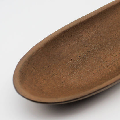 Colonial primitive long narrow mustard resin decorative tray