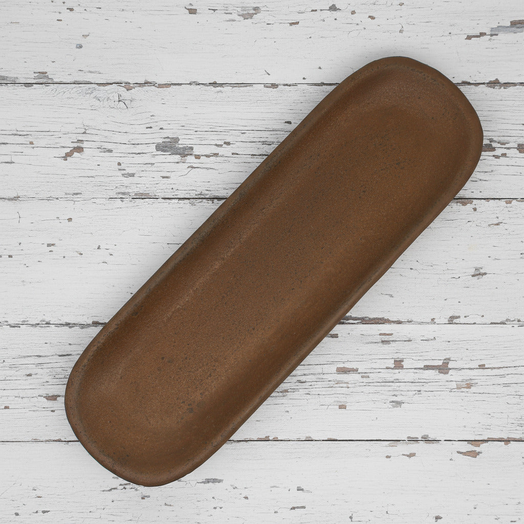 Primitive colonial long narrow resin mustard tray