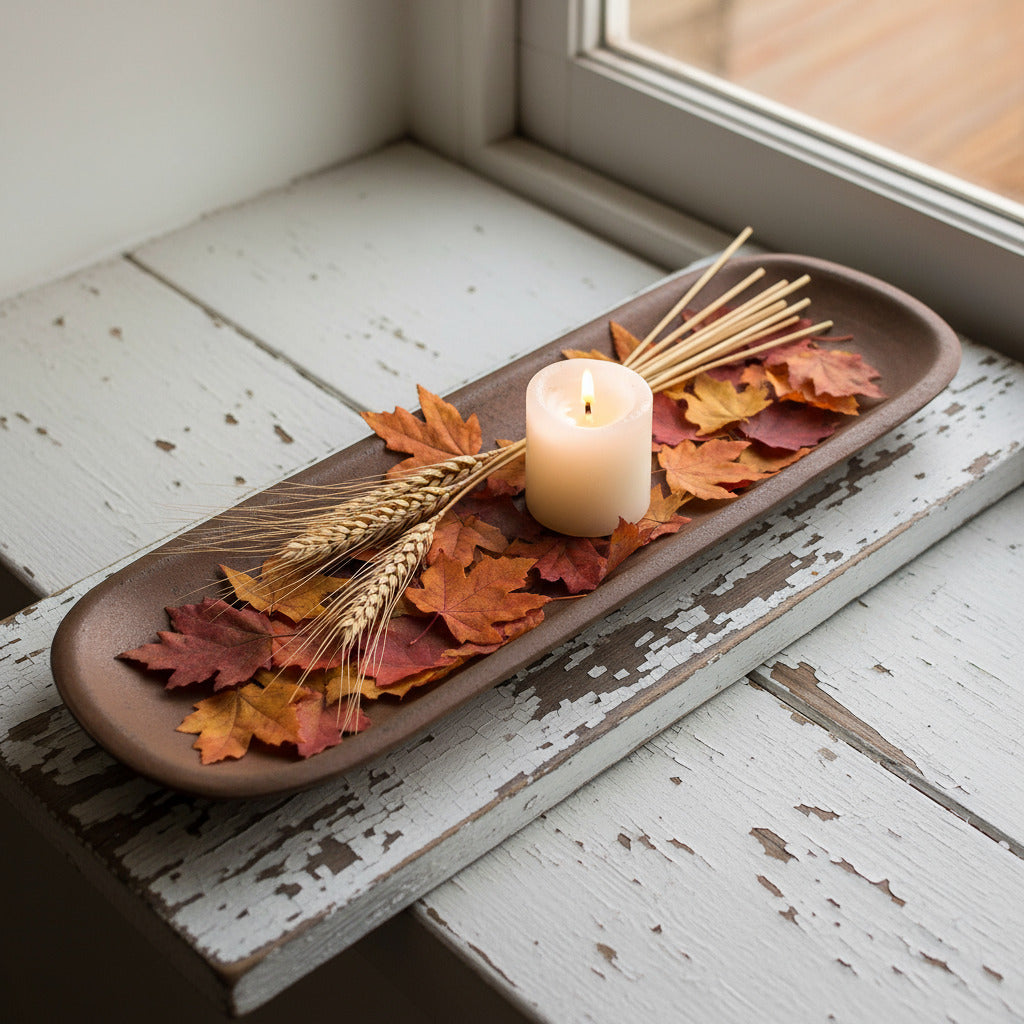 Primitive colonial long narrow resin mustard tray