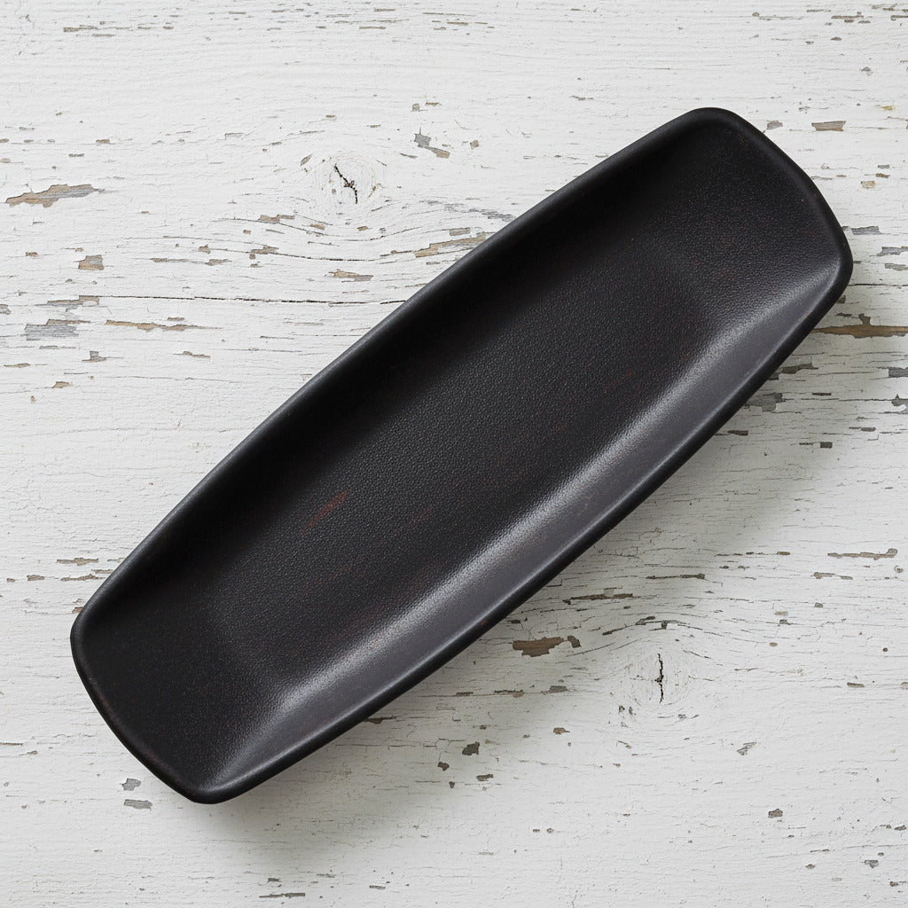 Primitive colonial black resin tray