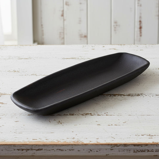 Primitive colonial black resin tray