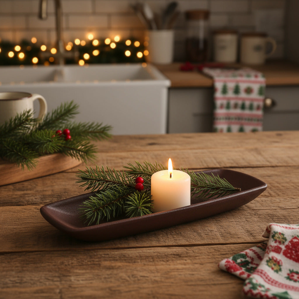 Colonial primitive burgundy resin tray