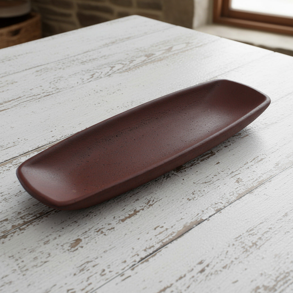 Colonial primitive burgundy resin tray