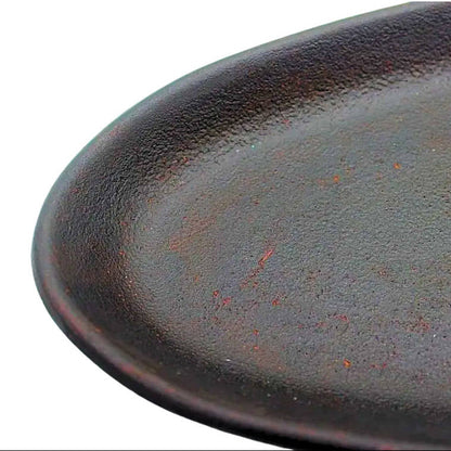 Distressed black resin oval tray