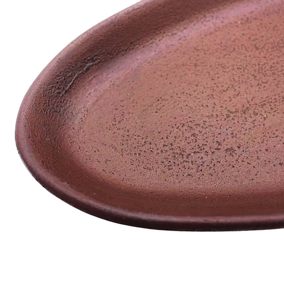 Distressed burgundy oval resin tray