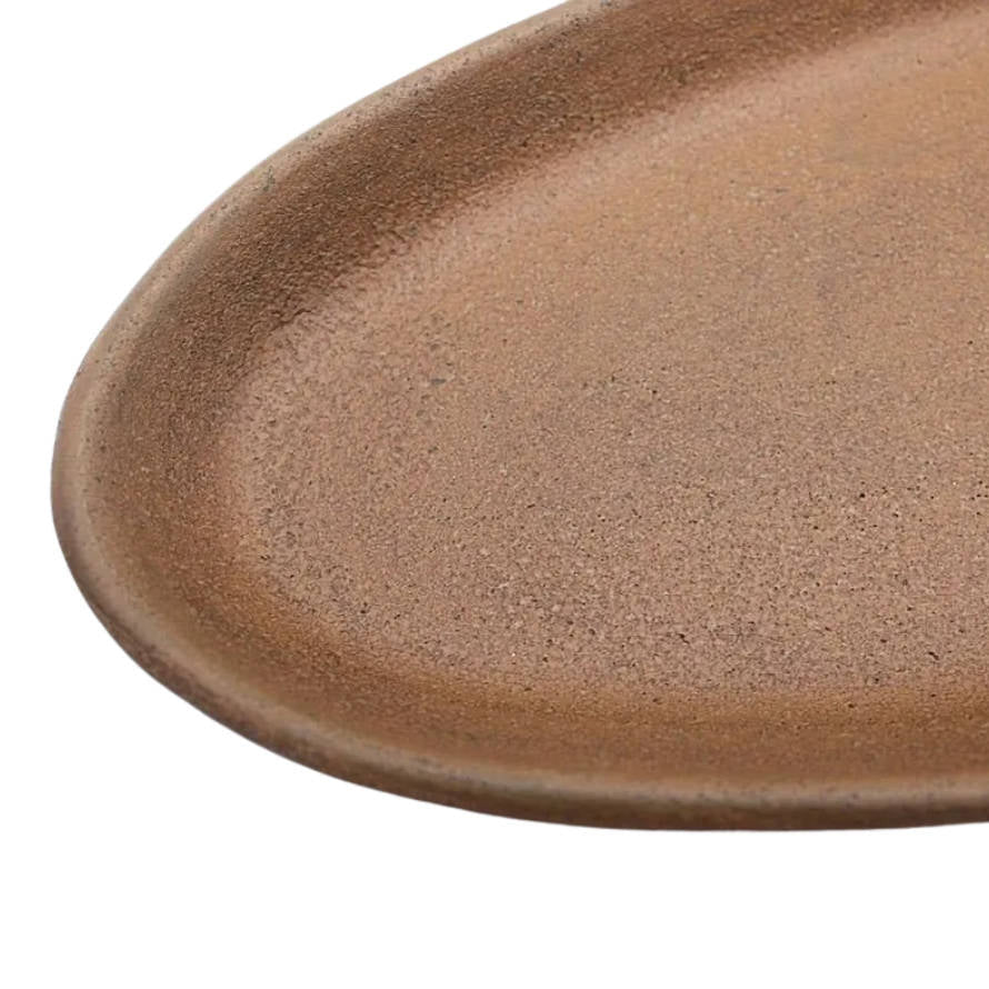 Distressed mustard resin oval tray