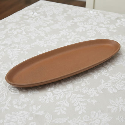 Distressed mustard resin oval tray