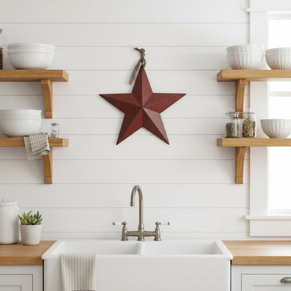 Distressed burgundy resin barn star