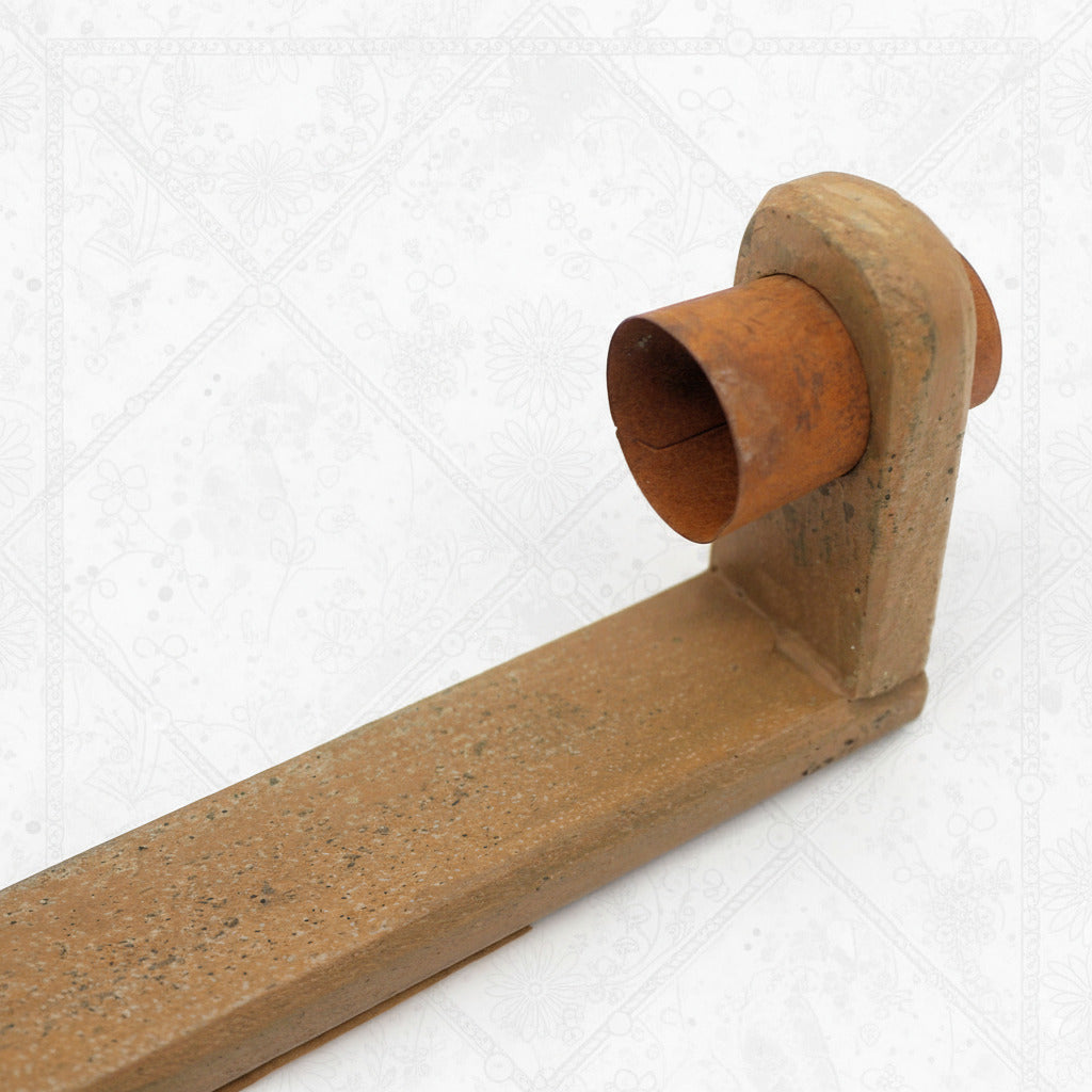 Primitive mustard wooden candle holder