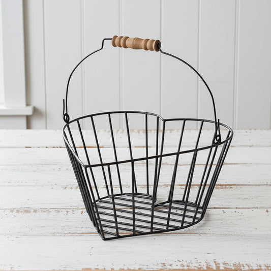 Black wire heart-shaped egg basket