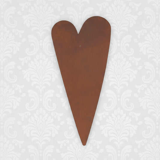 Extra large 10" rust tin folk heart shape