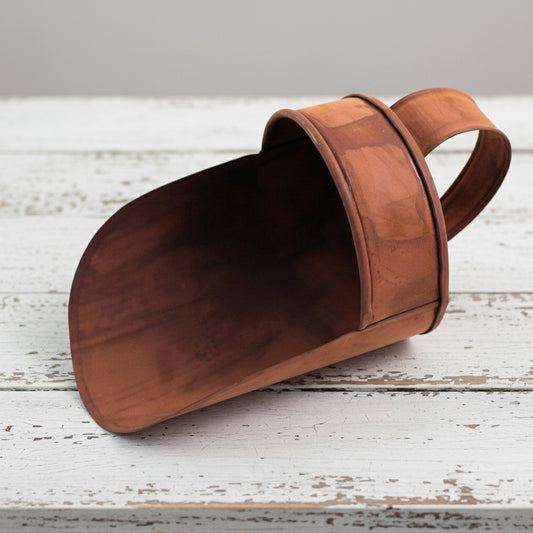Rusty tin metal decorative grain scoop