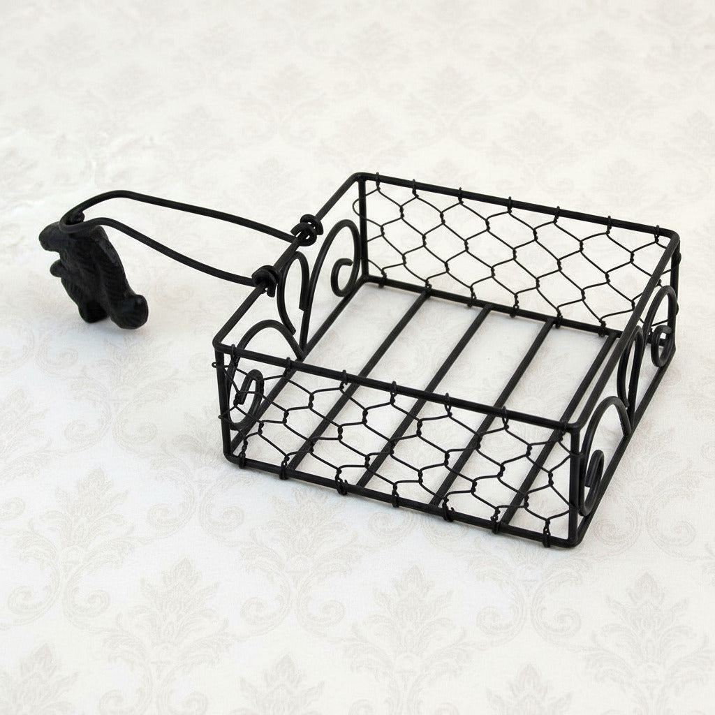 Black wire squirrel cocktail napkin holder