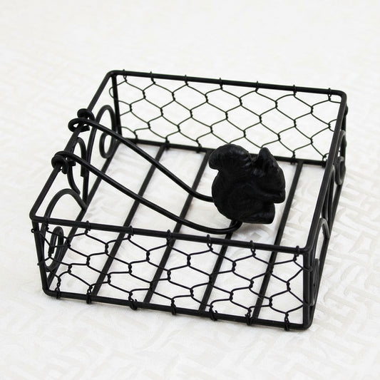 Black wire squirrel cocktail napkin holder