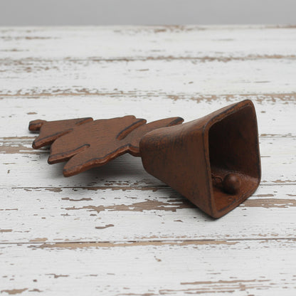 Decorative cast iron bell with Christmas tree design