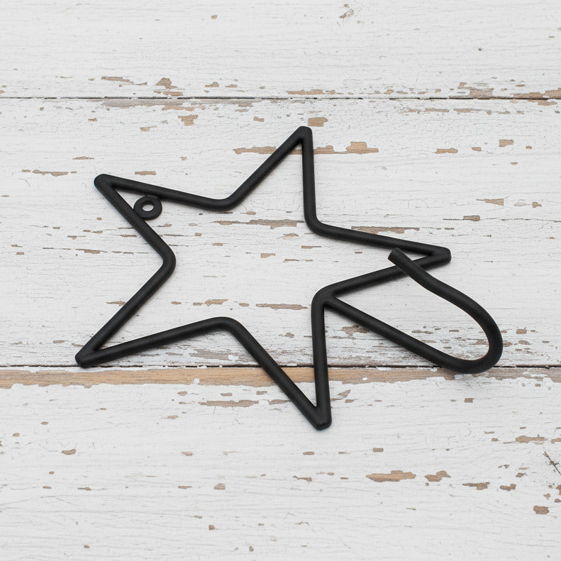 Black star-shaped wrought iron hanging hook