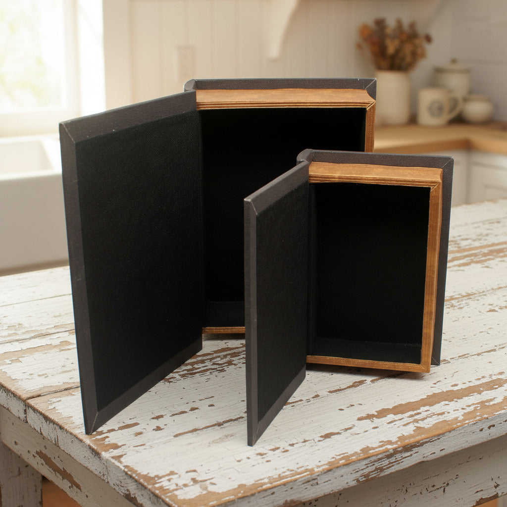 Set of primitive country living book boxes