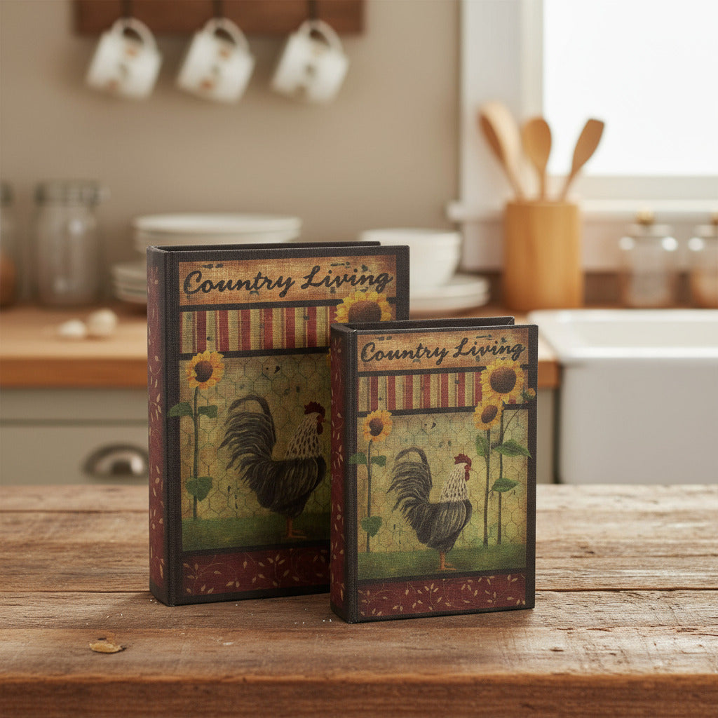 Set of primitive country living book boxes