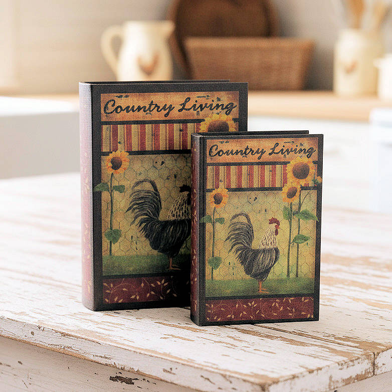 Set of primitive country living book boxes
