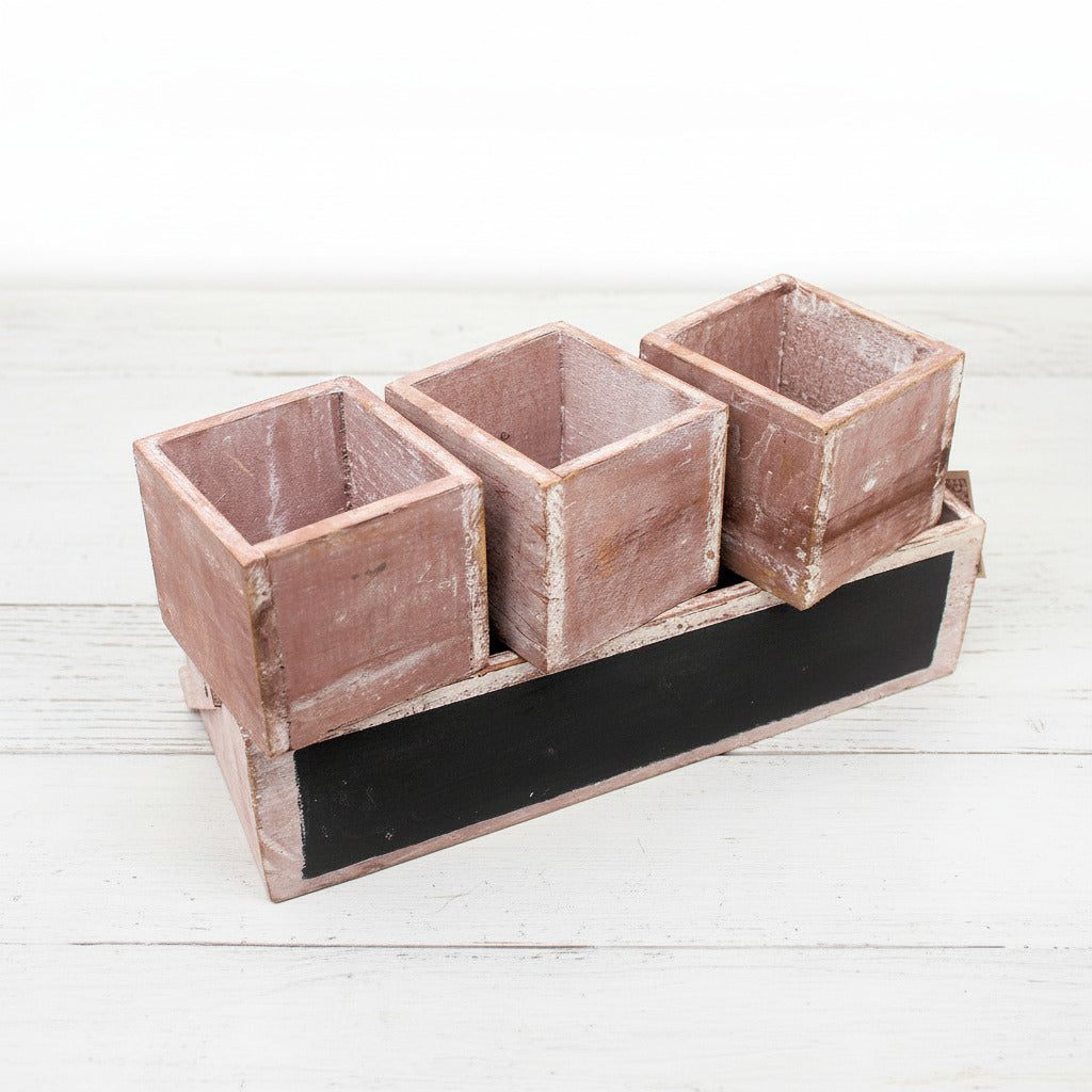 Chippy wooden caddy planter box with chalkboard