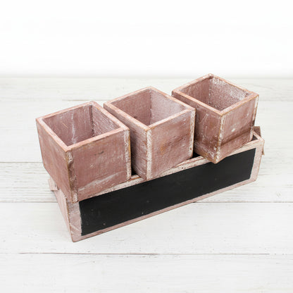 Chippy wooden caddy planter box with chalkboard