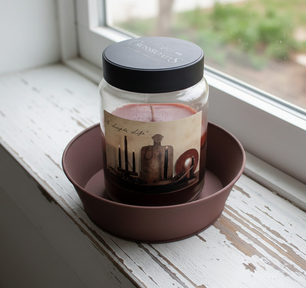 rusty tin candle pan