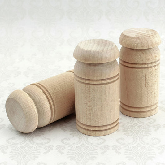 Miniature unfinished wooden milk cans