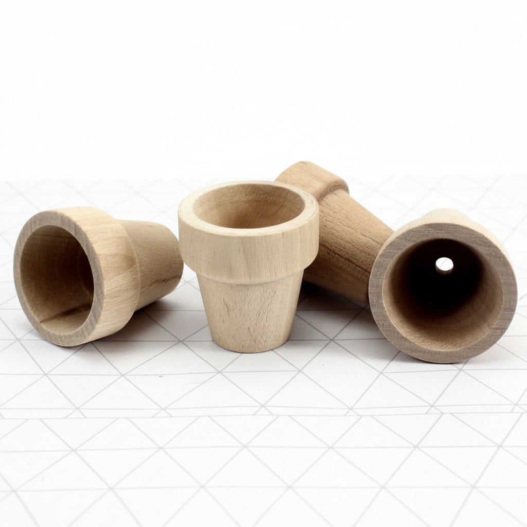 Miniature wooden flower pots