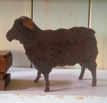 miniature rusty tin sheep figure