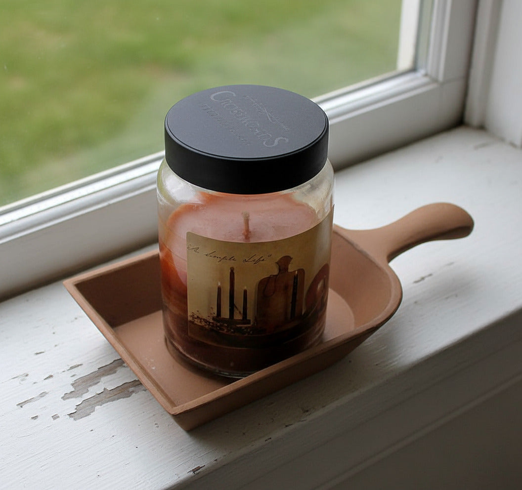 Mustard resin grain scoop candle holder