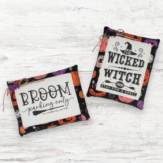Set of two witch mini pillow bowl fillers for Halloween decorating