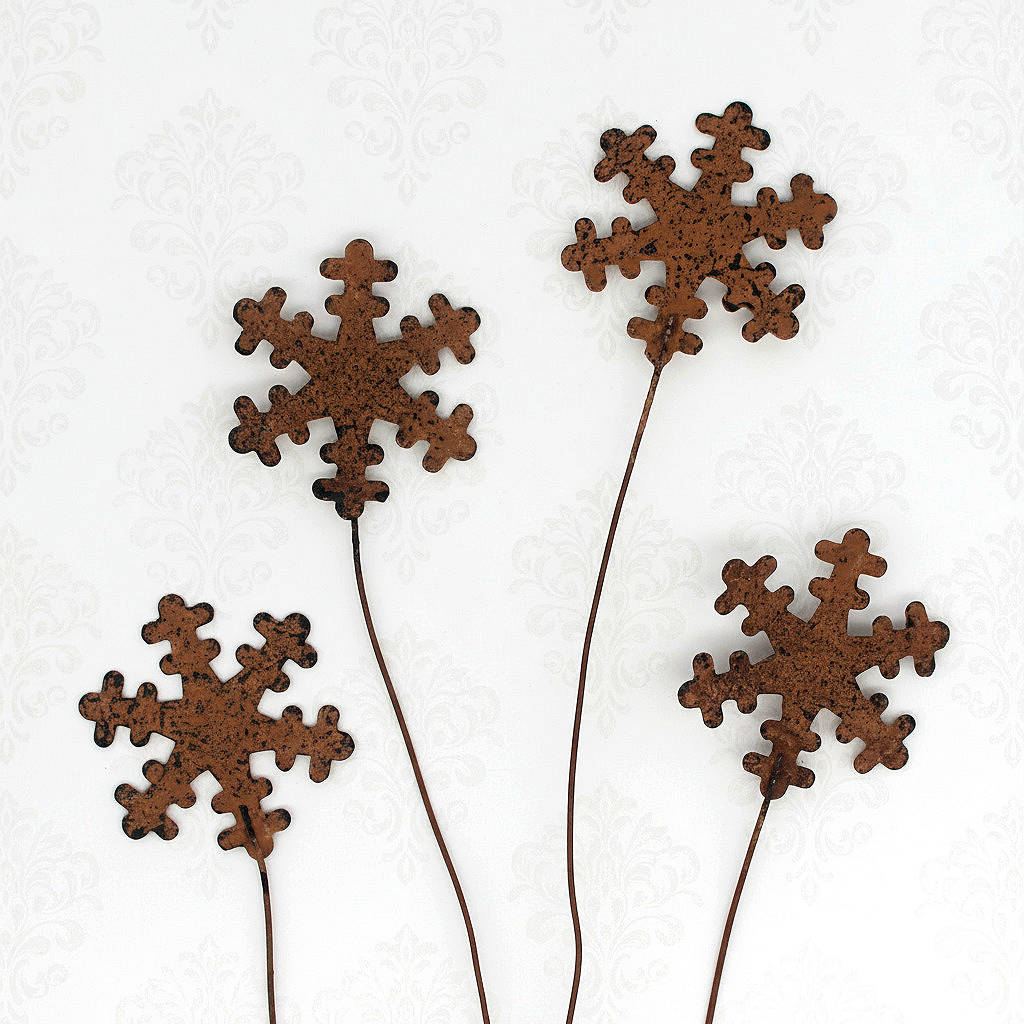 Rustic Snowflakes Wired Picks 8-Pkg