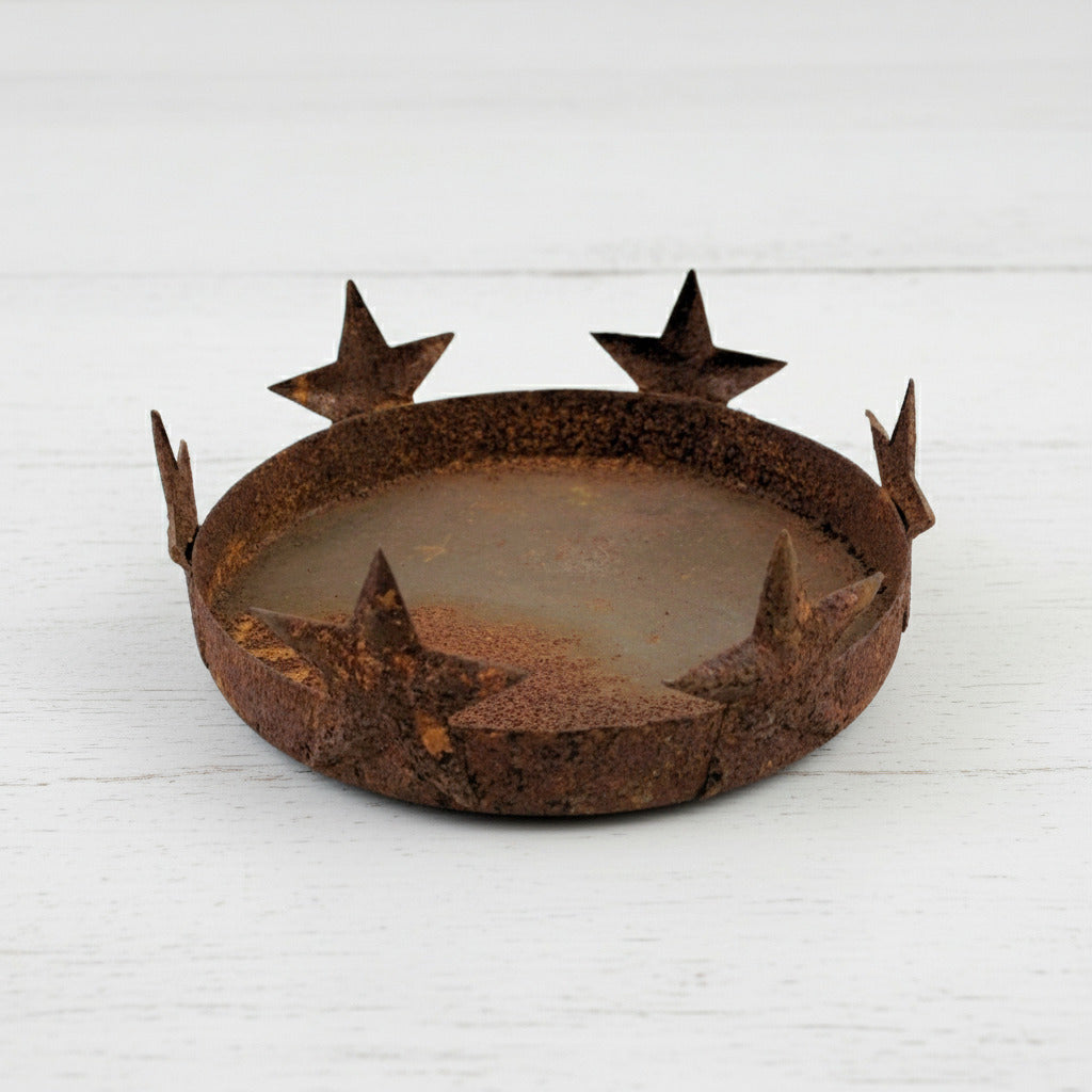 Rusty tin stars jar candle holder