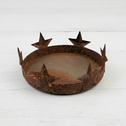 Rusty tin stars jar candle holder